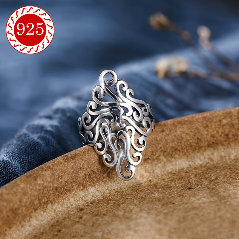 Sterling Silver Ring for Women Adjustable Vintage Style Statement Jewelry for Weddings and Parties