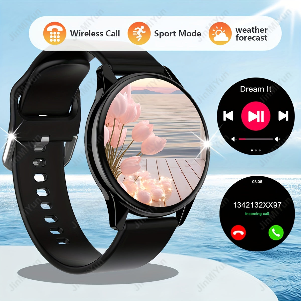Full Touch Screen Smart Watch 1.5 Inch Fitness Tracker with Call Reminders and Sports Modes