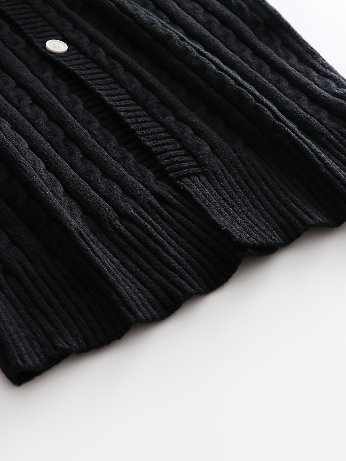 Plus Size Men's Knitted Open Cardigan with Shawl Collar and Button Front for Autumn