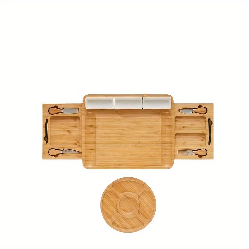 "Suyuq go'sht taxtasi to'plami, pishloq taxtasi va pichoq bilan, pishloq va go'sht uchun katta bambuk plitka - ayollar, juftliklar uchun mukammal sovg'a, to'y yilligi yoki uyga ko'chish uchun"