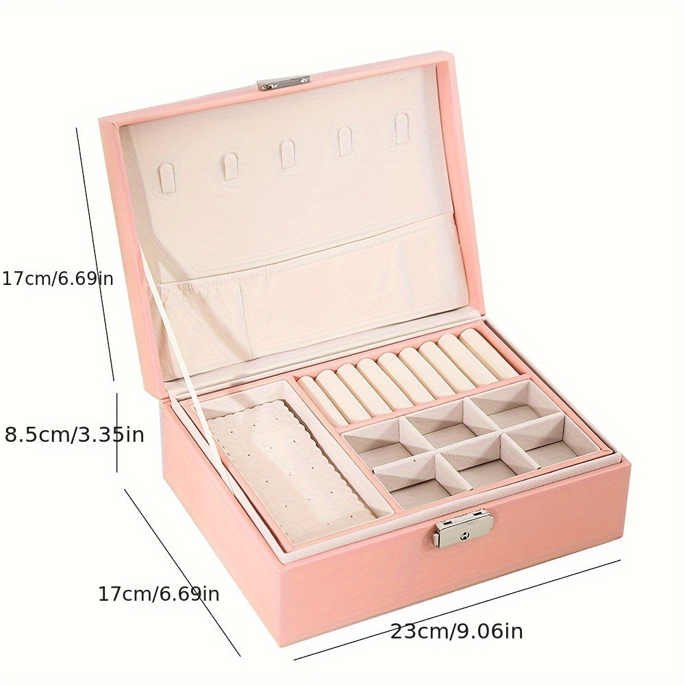 Большая вместительная шкатулка для украшений с замком для хранения цепочек, колец, серег
