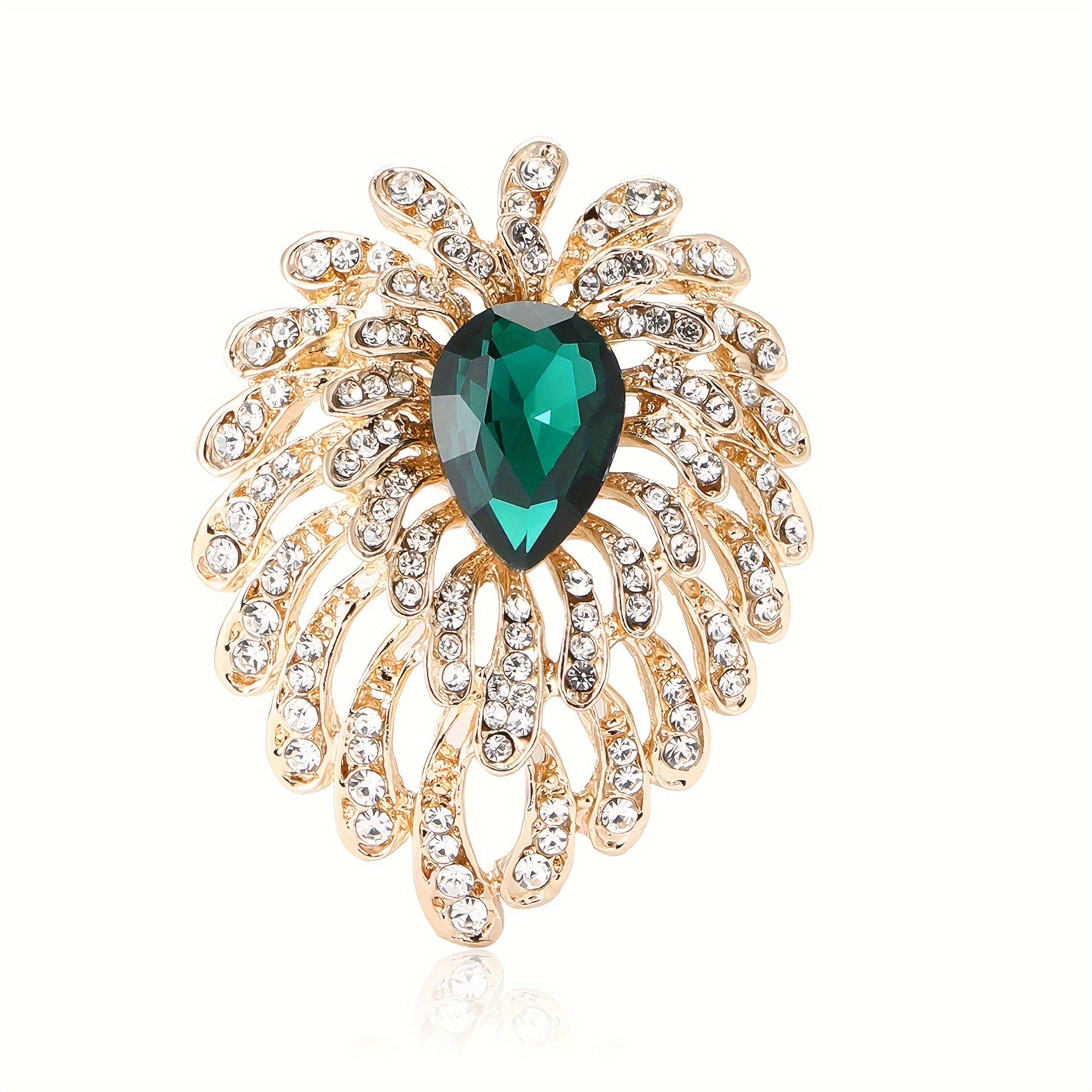 Women’s Heart-Shaped Alloy Brooch with Rhinestone Tassel Fireworks for Suits and Cardigans