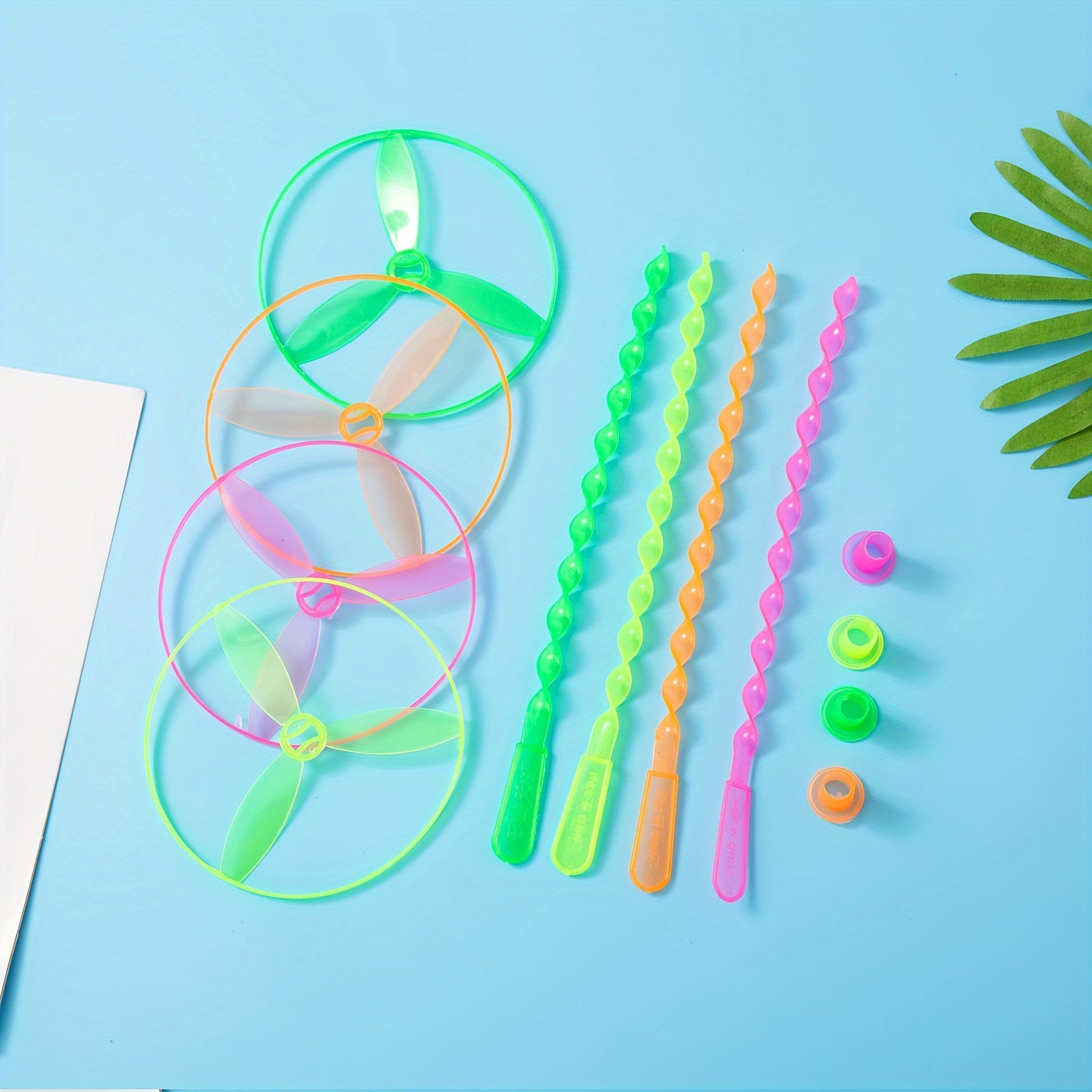 40 Pieces Hand Push and Rotate Disc Helicopter Toy Set for Outdoor Camping Lawn Games