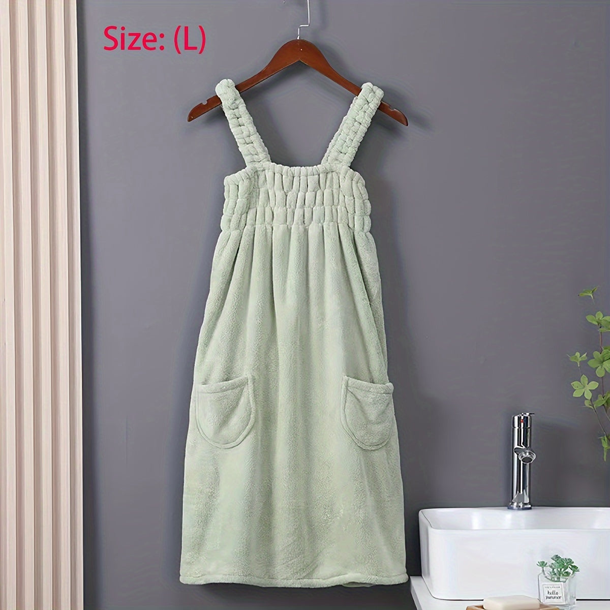 Absorbent Quick-Drying Bath Towel with Pockets for Women Spa Bathroom Bedroom