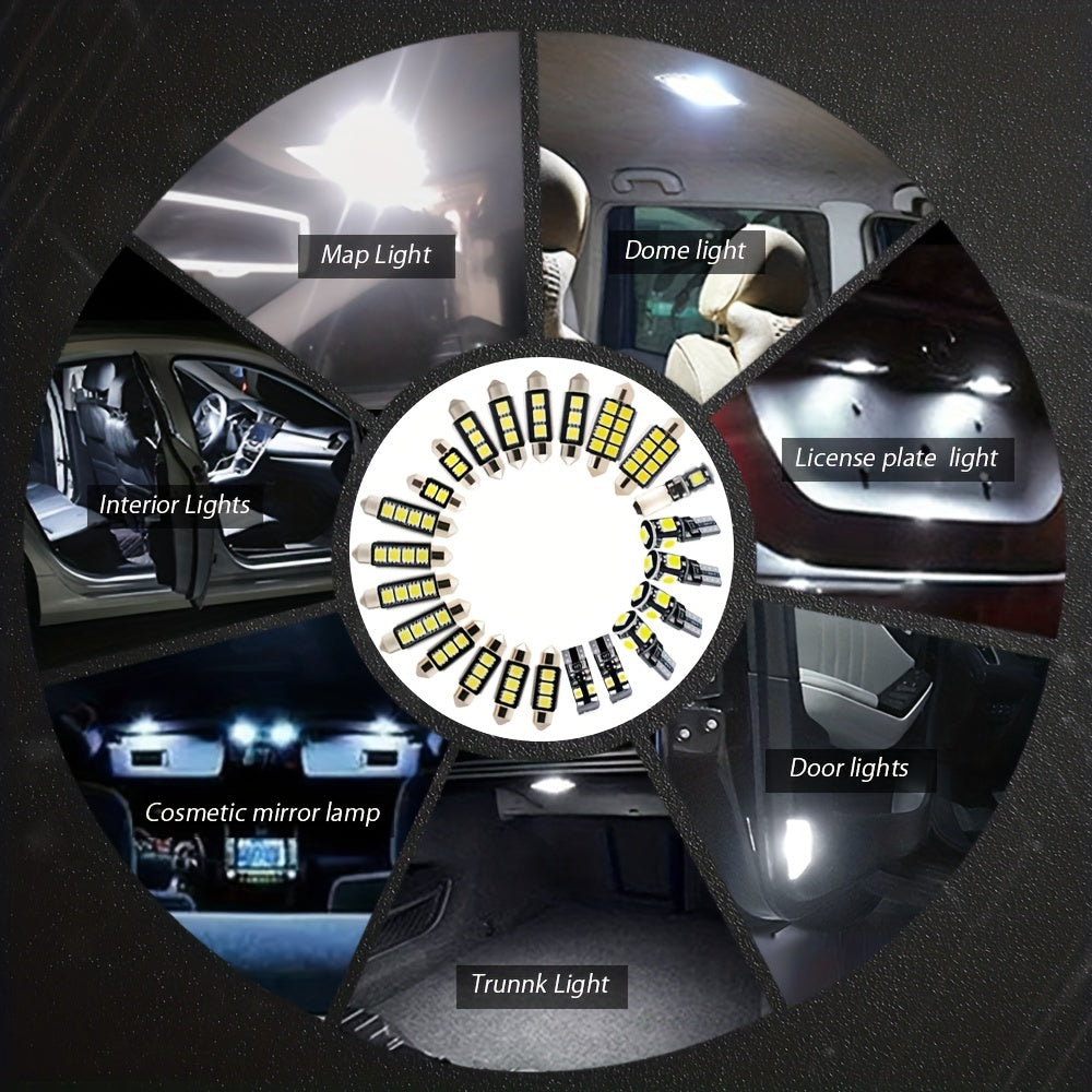 23Pcs White LED Bulb T10 W5W Interior Map Dome Light 6000K