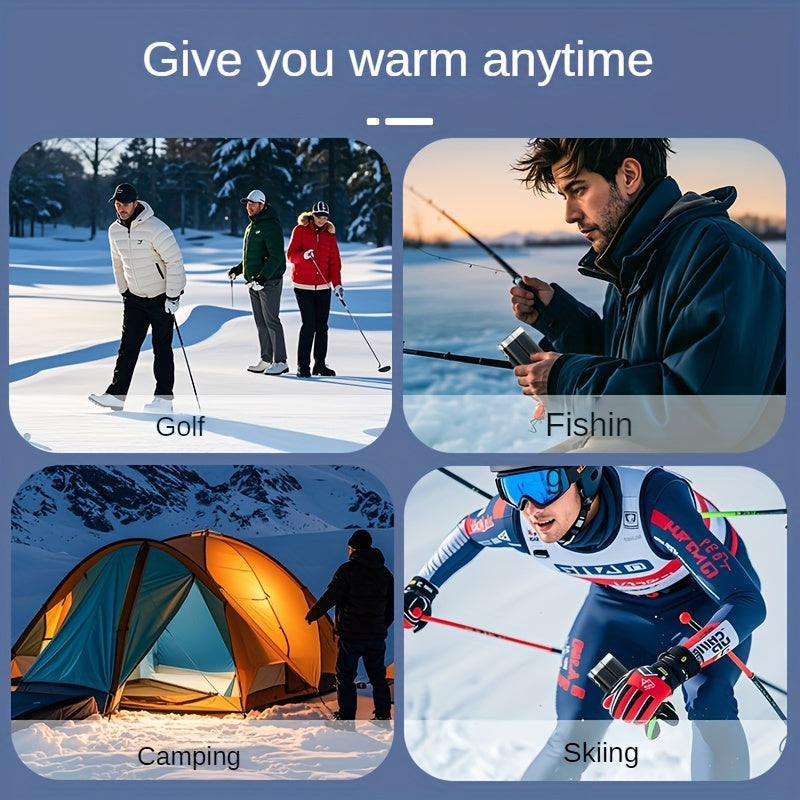 Paquete de 2 calentadores de manos USB magnéticos, bancos de energía recargables, negro