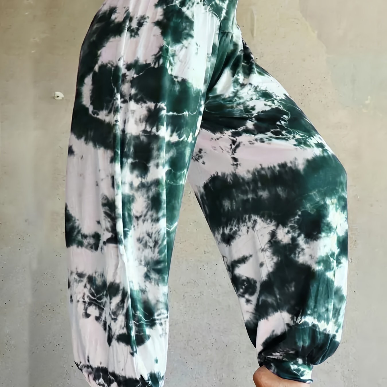 Pantalones joggers de talla grande con estampado tie dye, pantalones casual de cintura elástica para primavera y verano, mujer