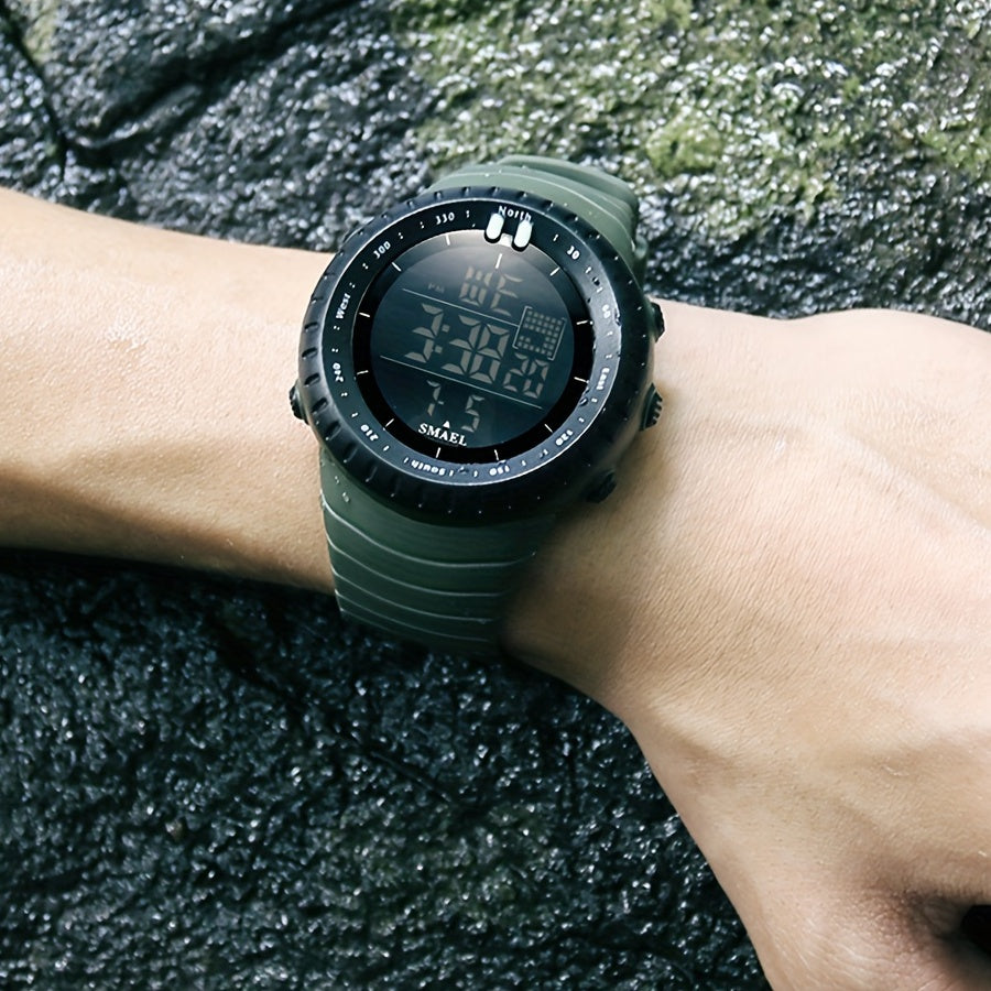 Men's Sports Smartwatch with Black Dial LED Display Alarm Stopwatch 12/24 Hour