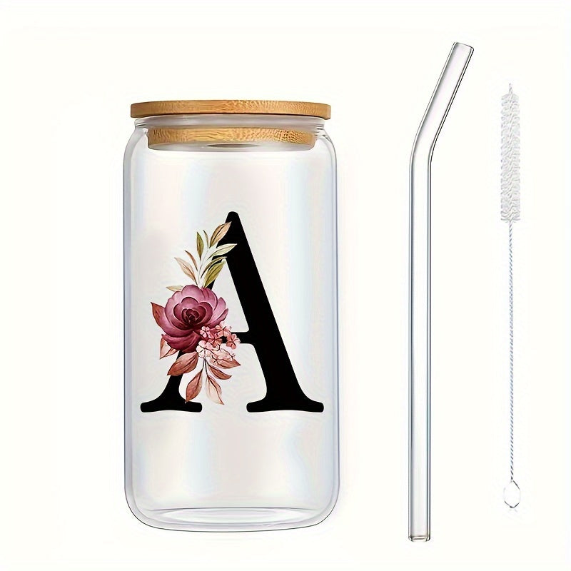 Vaso de vidrio para bebidas frías con tapa de bambú, impreso en 3D, de borosilicato, jugo, cerveza, café