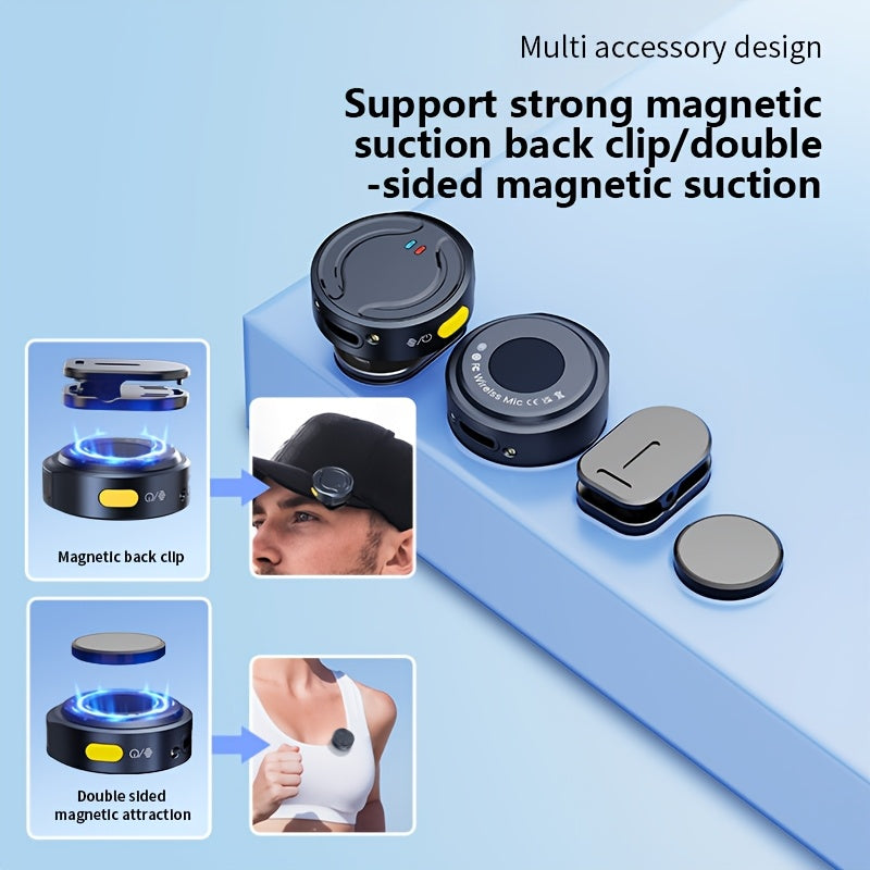 Профессиональный беспроводной микрофон-колокольчик с 2 комплектами и зарядным кейсом, шумоподавление, совместим с Android/iPhone, 15 режимов захвата, 60 часов работы от батареи, подходит для интервью.