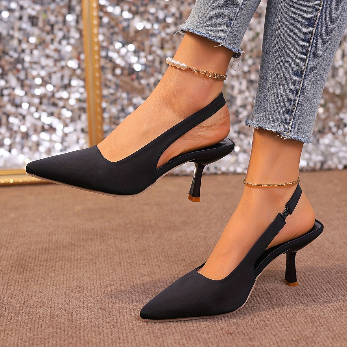 Women's Fashion Solid Color Ankle Strap High Heels Open Toe Pumps