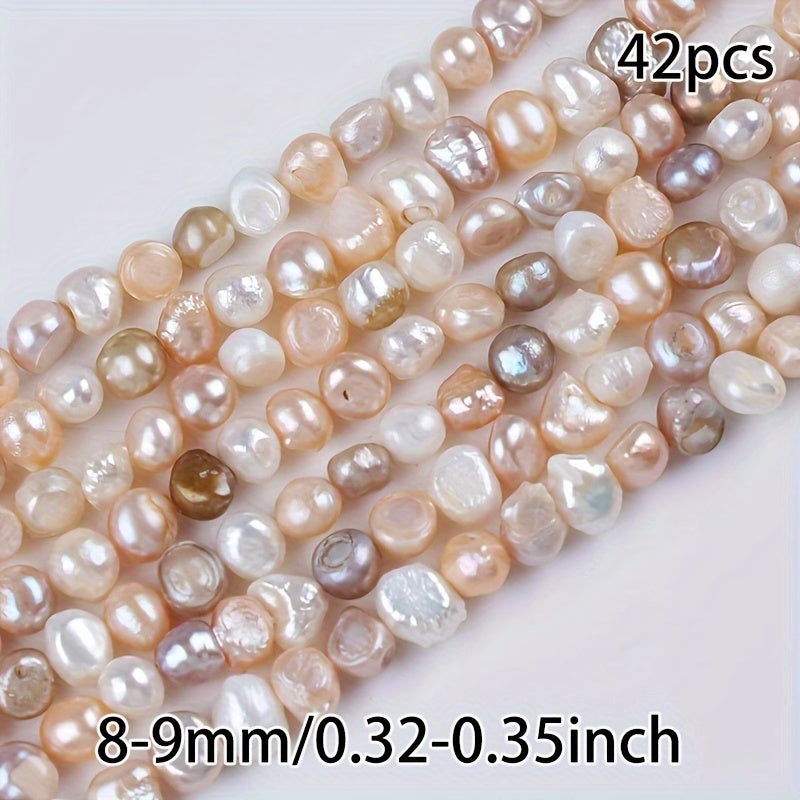 Set of 42 A-Grade 8-9mm Baroque Natural Pearl Necklace Accessories in White Pink Purple
