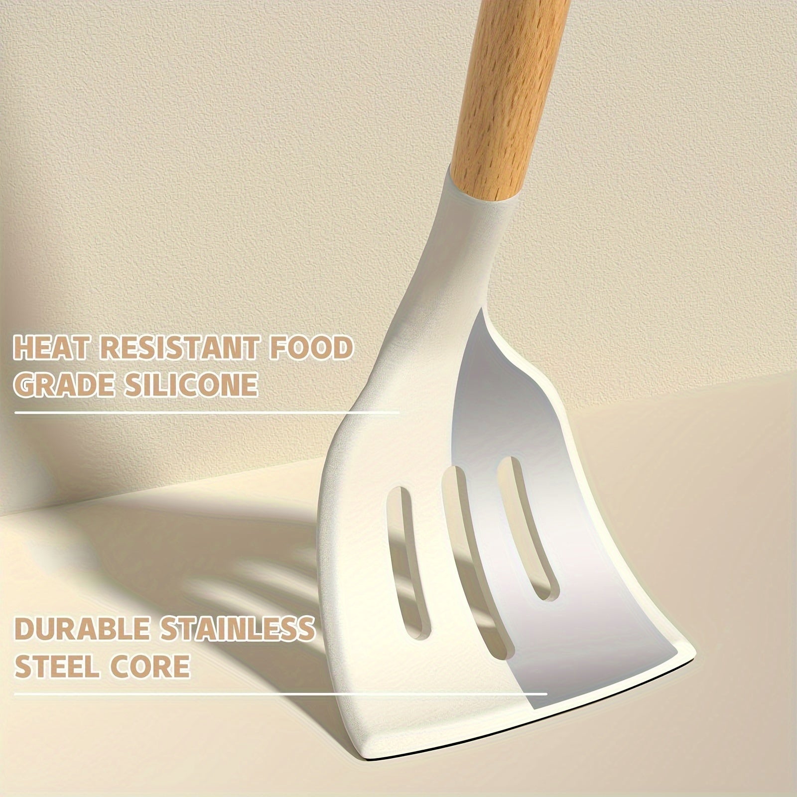 34-Piece Silicone Kitchen Utensil Set Heat-Resistant Non-Stick with Wooden Handles