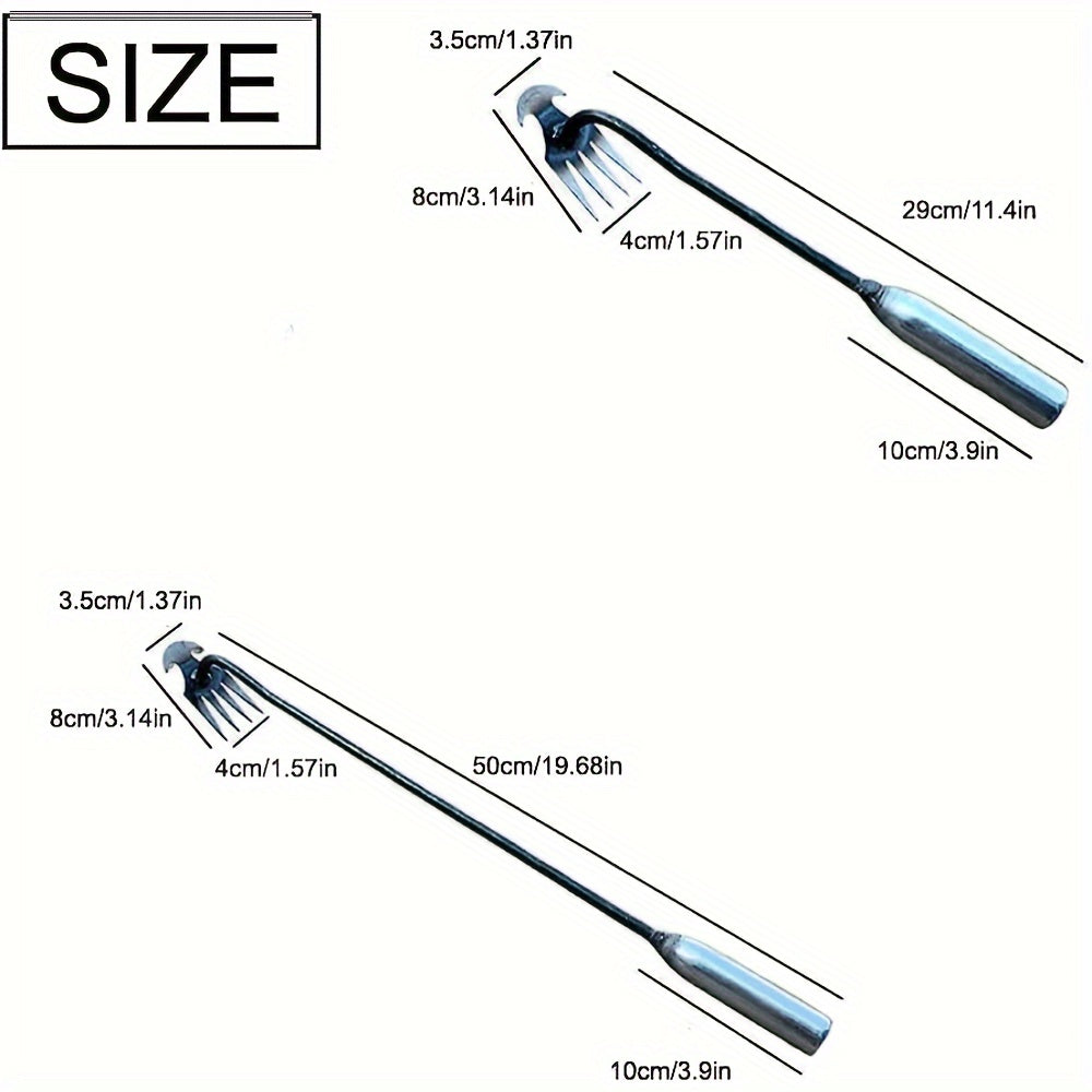 Long-Handled Garden Weeder 30/50cm Manganese Steel with 4 Teeth for Weeding and Uprooting