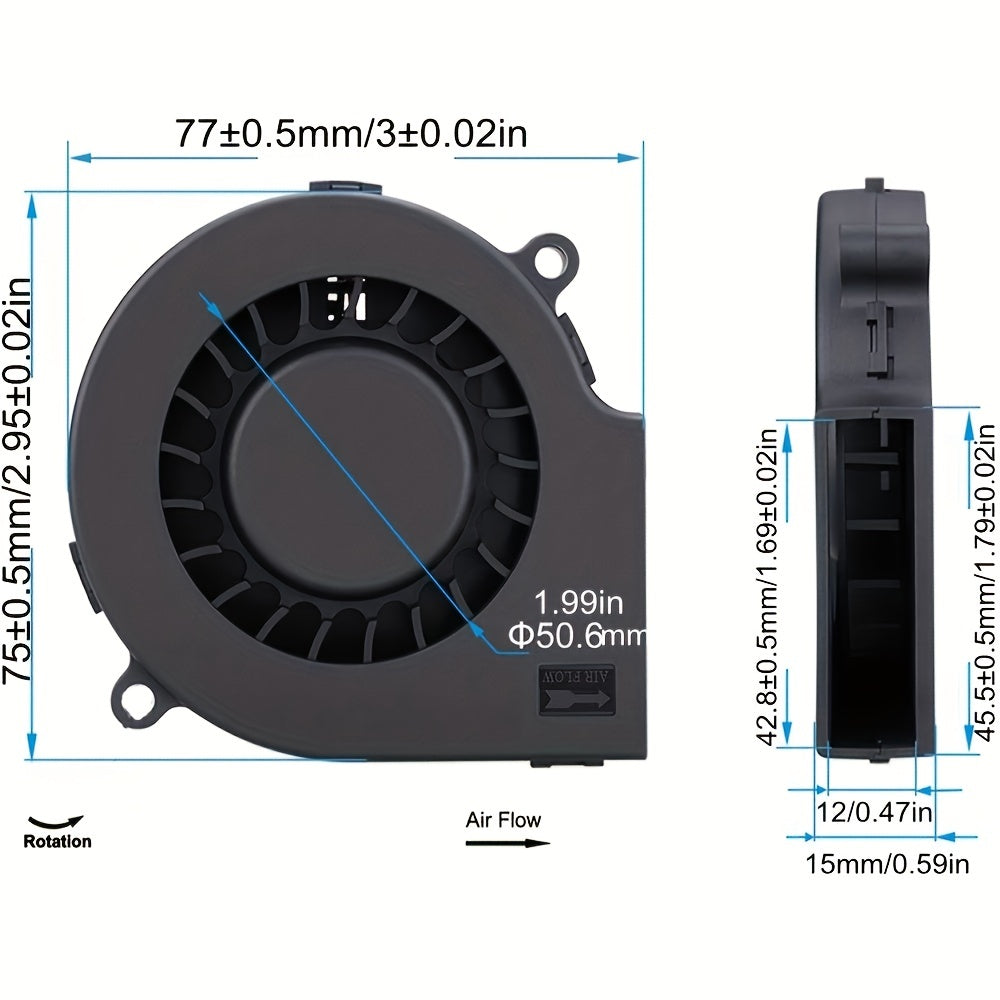 75mm USB Cooling Fan 75x75x15mm 5V Brushless Blower for Electronics Cooling
