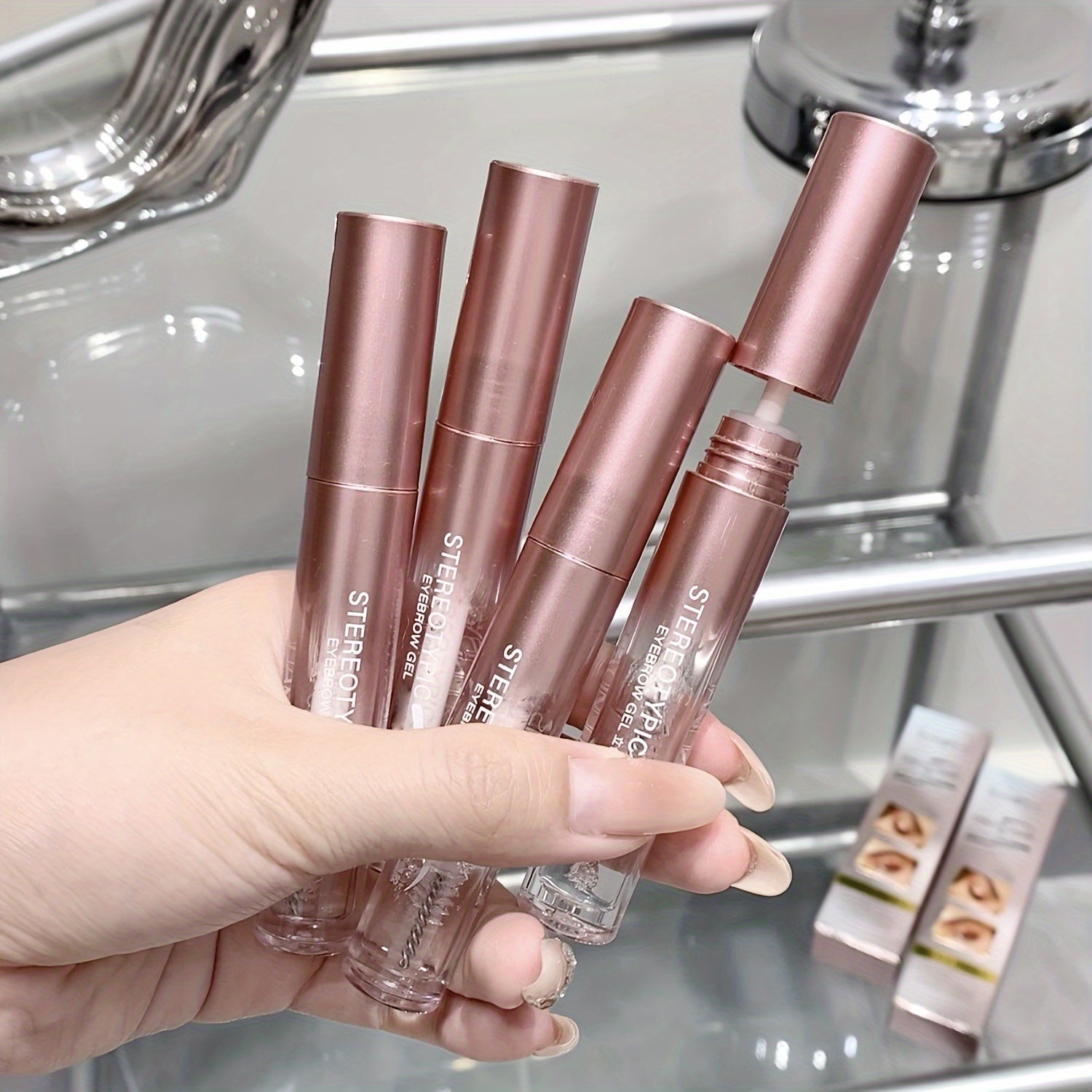 Gel de cejas 3D para mujer, a prueba de agua, de larga duración, con cepillo