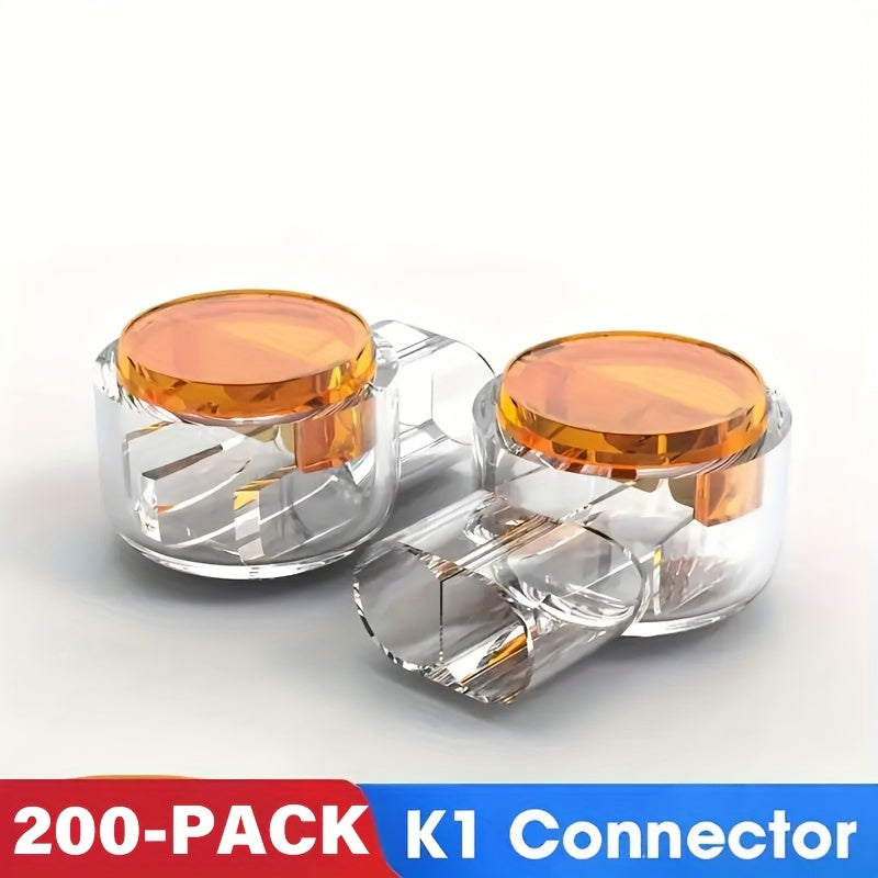 100Pcs Gel-Filled Orange Clear Wire Connectors for Telephone and Network Cables