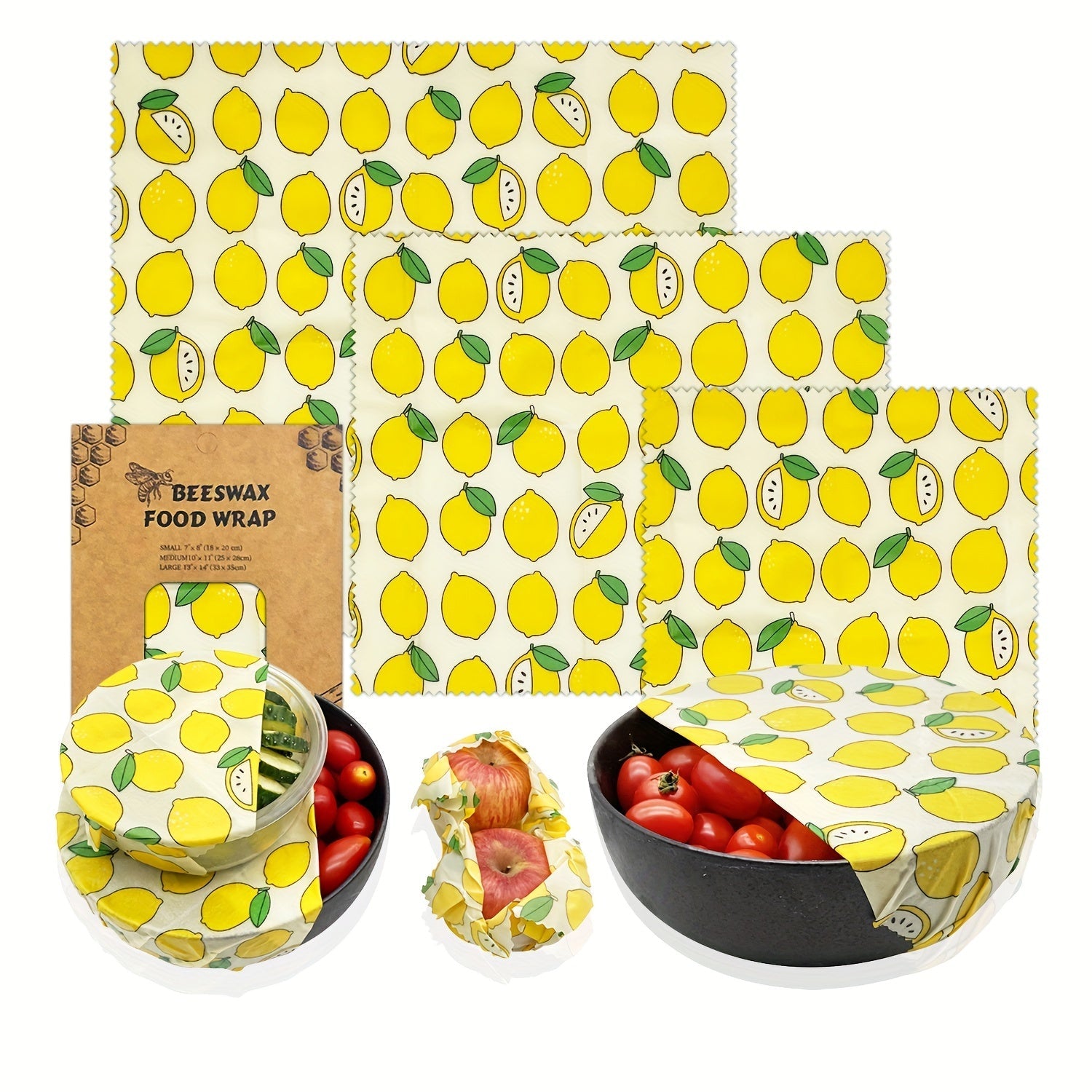 Qayta ishlatiladigan asalari mumli oziq-ovqat qopqog'i - Elektr energiyasiz oziq-ovqat saqlash uchun ko'p maqsadli yog'li qog'oz - Muzlatgichda xavfsiz oshxona asbobi