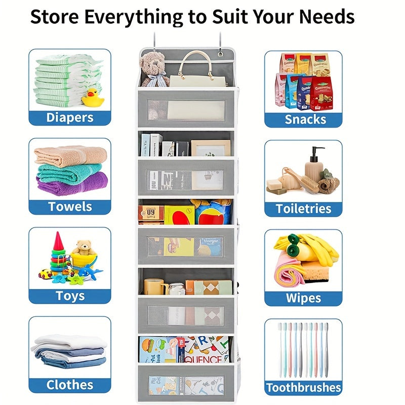 Five-Shelf Hanging Storage Organizer with Large Capacity Pockets for Bedroom Bathroom Pantry