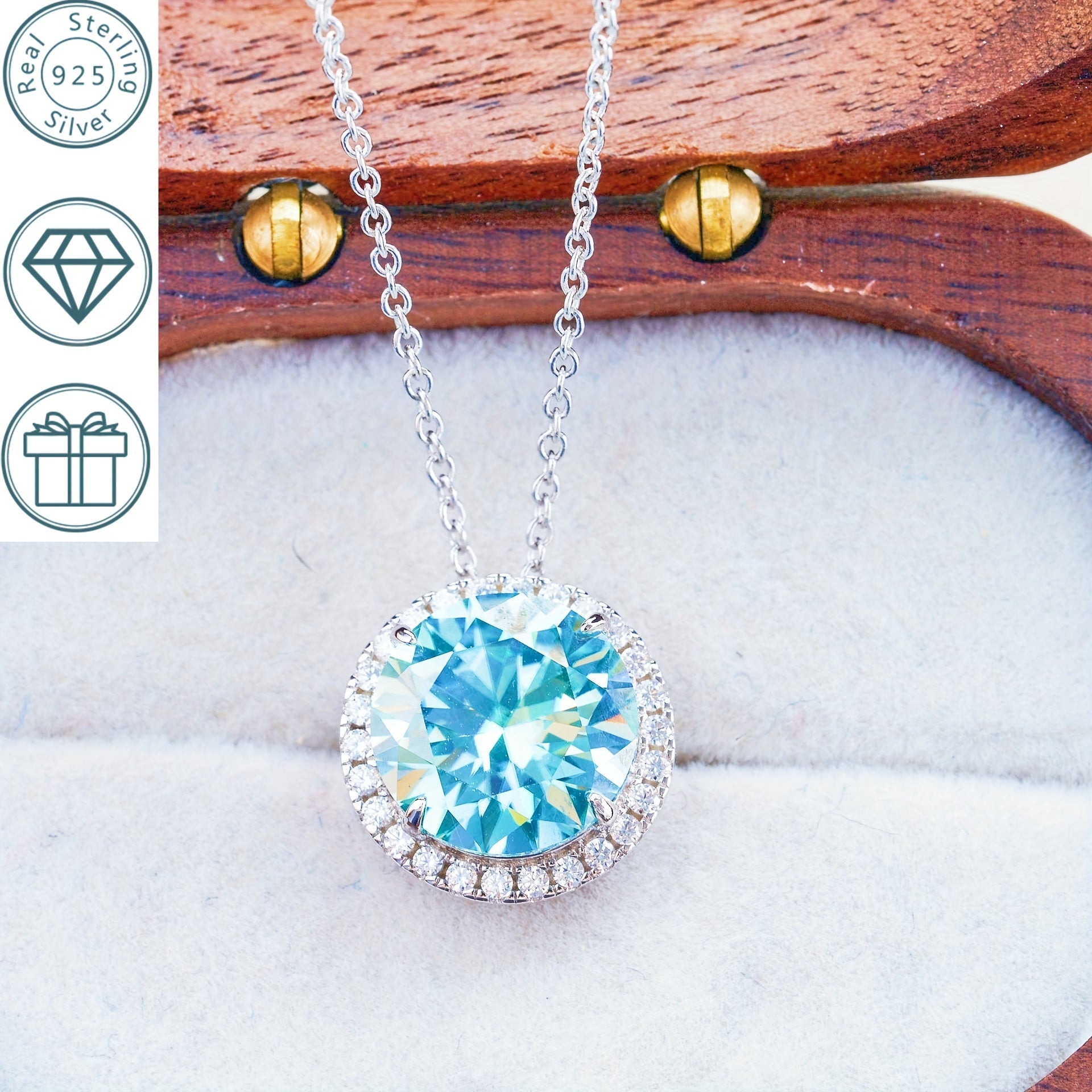 Unisex Moissanite Pendant Necklace 5ct Red Gold S925 Silver Engagement Gift