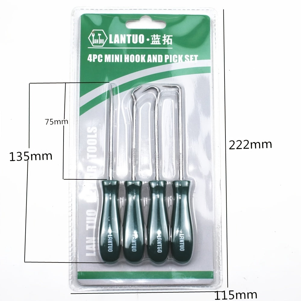 4-Pieces Insulated Pick and Hook Set Non-Slip Handle Automotive Repair Tools