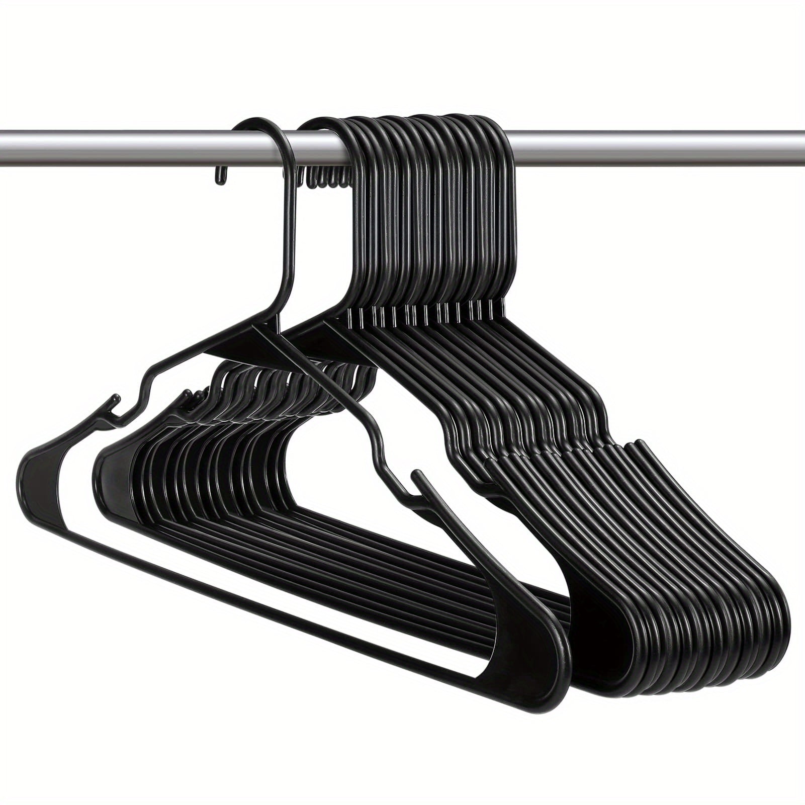 Set of 10 Non-slip Plastic Clothes Hangers Black White Space-saving Household Racks
