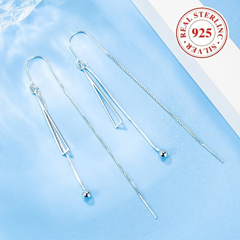 925 Sterling Silver - Gipoallergenik va Ayollarning Vintage Luks Ko'rinishi uchun Elegan Tanlov, Kundalik Kiymak va Sovg'a Berish uchun Ideal Stylish Bo'sh Uchburchak Dizayni Teshikli Sirg'alar