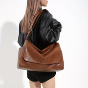 Vintage Faux Leather Crossbody Bag for Women Large Capacity Brown