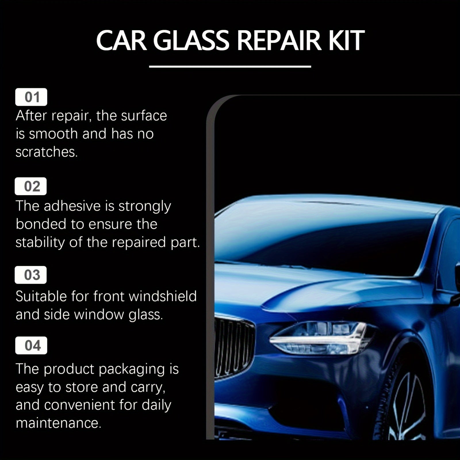 Car Glass Restoration Fluid Kit for Windshield Clarity and Transparency