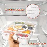 Single Serving Snack Tray with Lid Handle and Divider for Parties