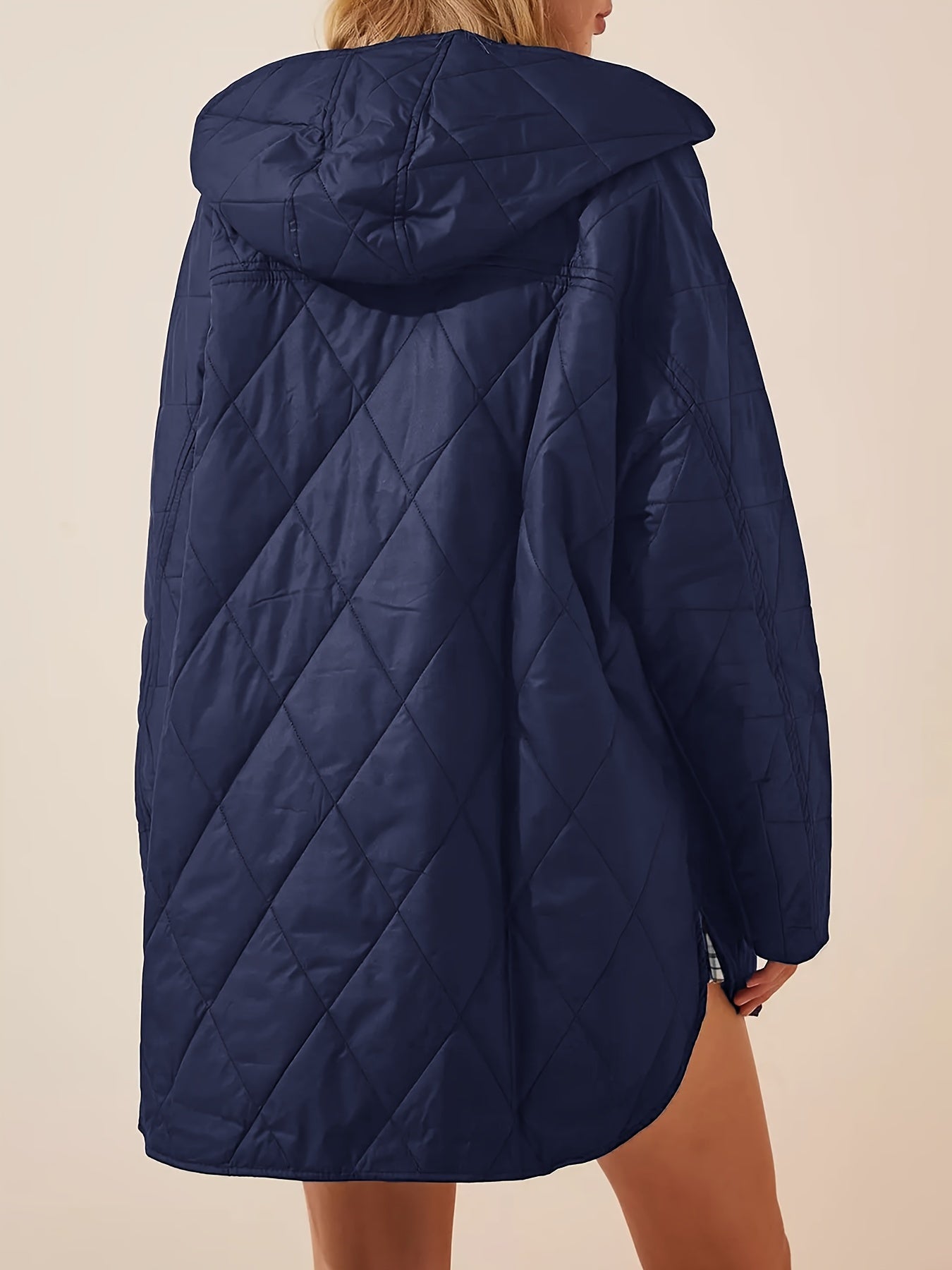 Women's Quilted Hooded Jacket Coat for Fall Winter Long Sleeve Casual Outerwear