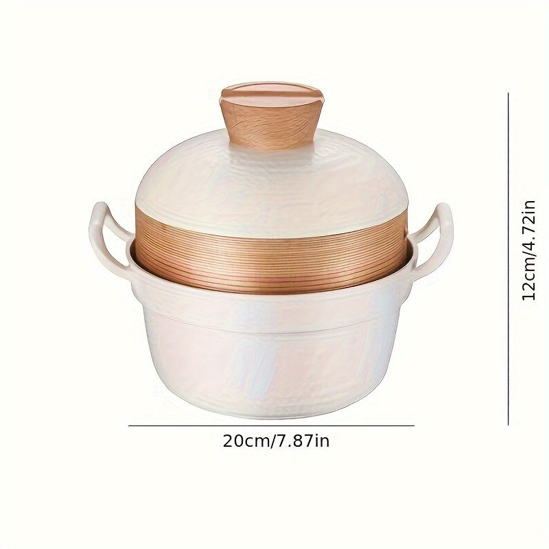 Olla de aluminio para sopa y fideos con revestimiento antiadherente, apta para inducción, ideal para hogar y restaurante