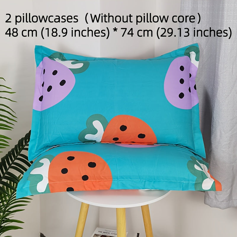 Superfine Fiber Pillowcases Set of 2 with Floral Designs, Easy to Clean, Airy