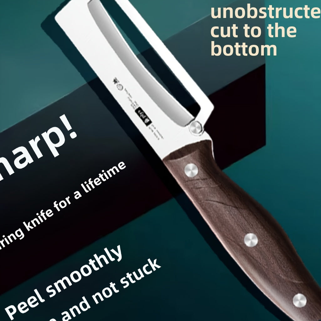 Stainless Steel Paring Knife with Wooden Handle for Fruit Peeling and Kitchen Tasks