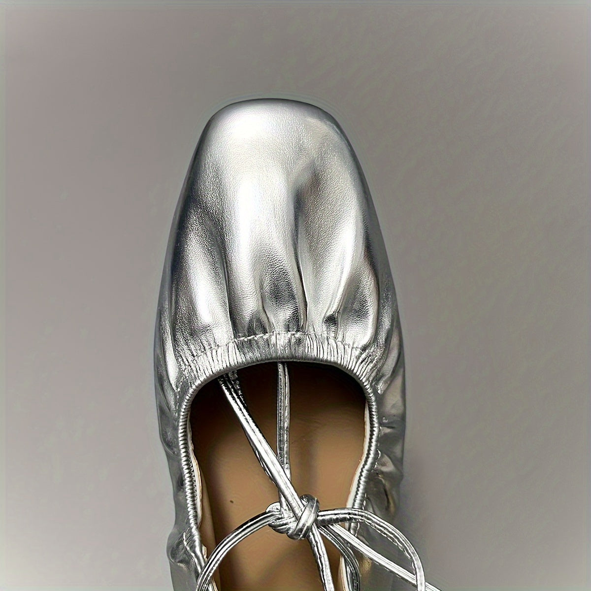 Women's Flat Shoes Vintage Square Toe Loafers Silver Gold