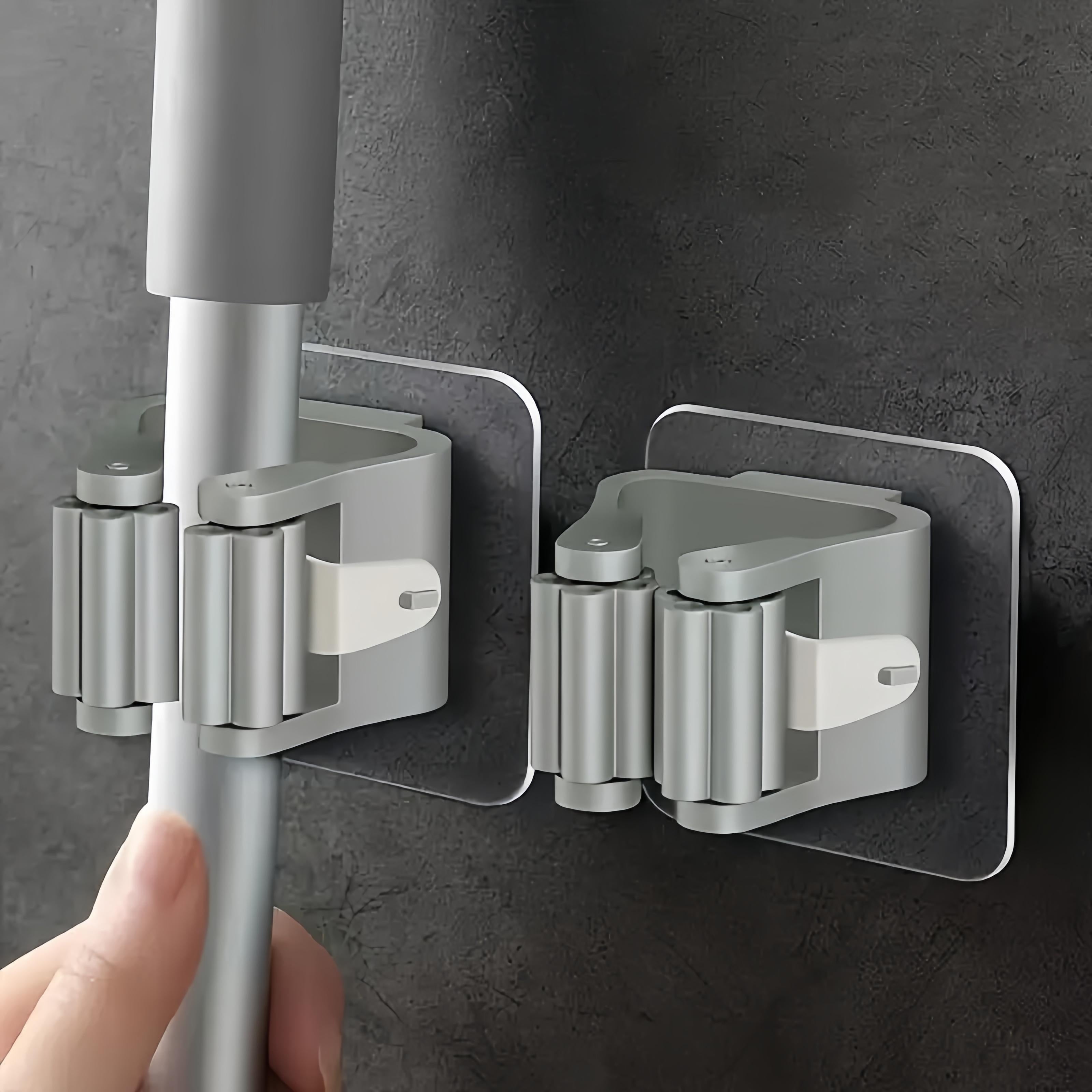 Organizador de herramientas de limpieza de plástico para colgar en la pared, sin taladro, almacenamiento para baño y cocina