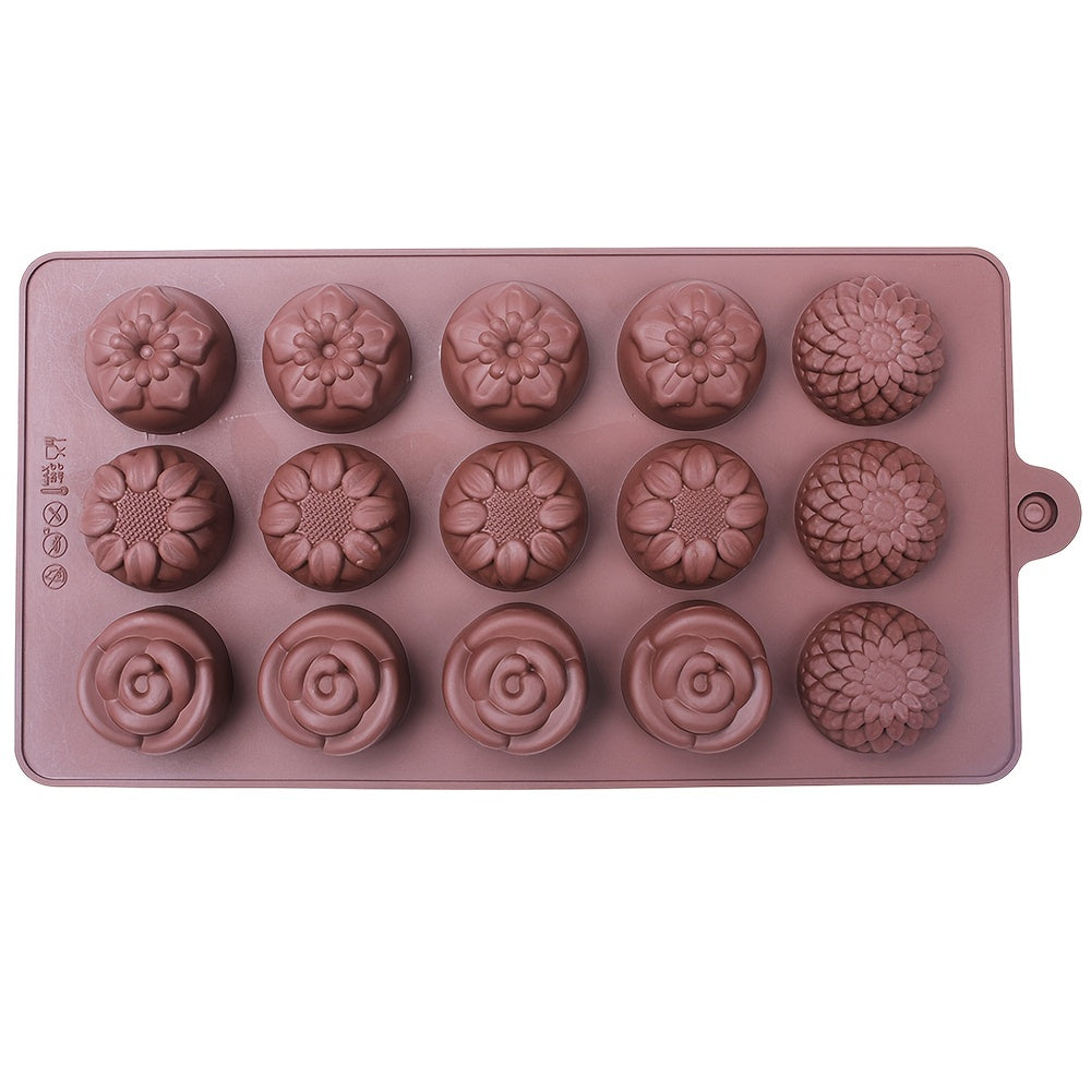 15 Small Flower-Shaped Silicone Molds for Soap, Candy, Jelly, Mousse, and Desserts
