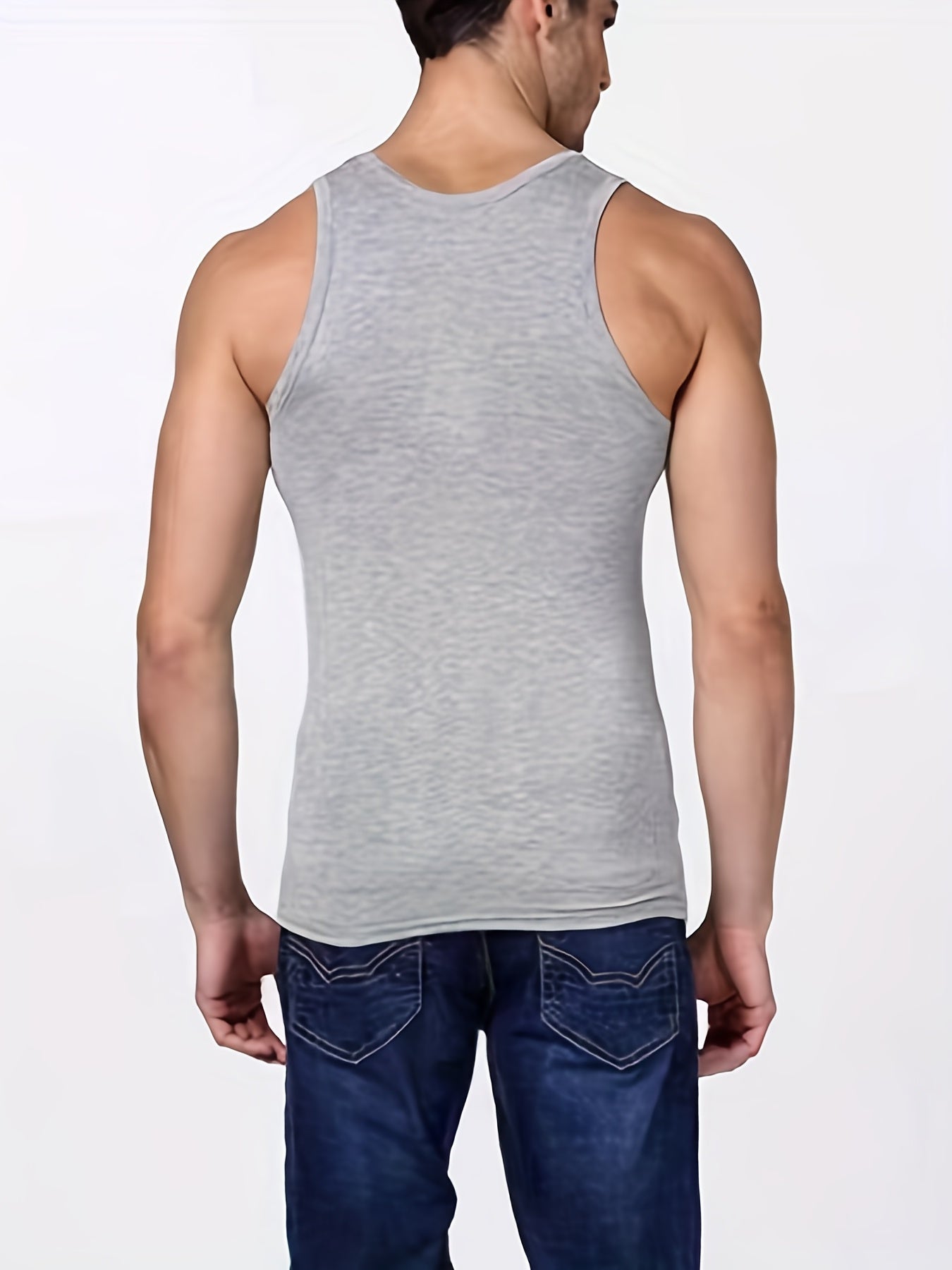Men's Solid Color High Stretch Viscose Tank Tops Set of 5 for Fitness and Summer Pajamas