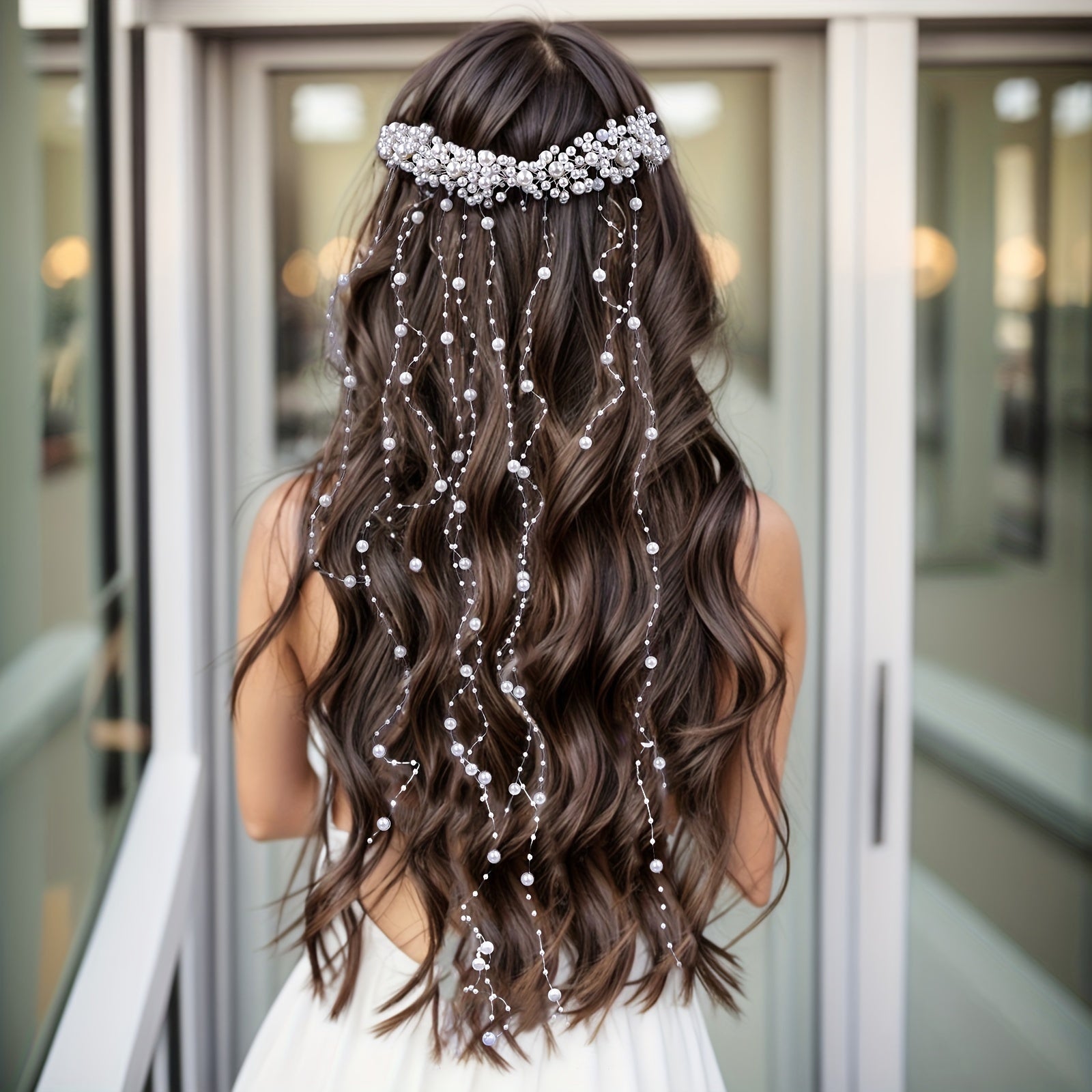 Bridal Hair Vine with Faux Pearls and Tassels Wedding Hair Accessory for Brides