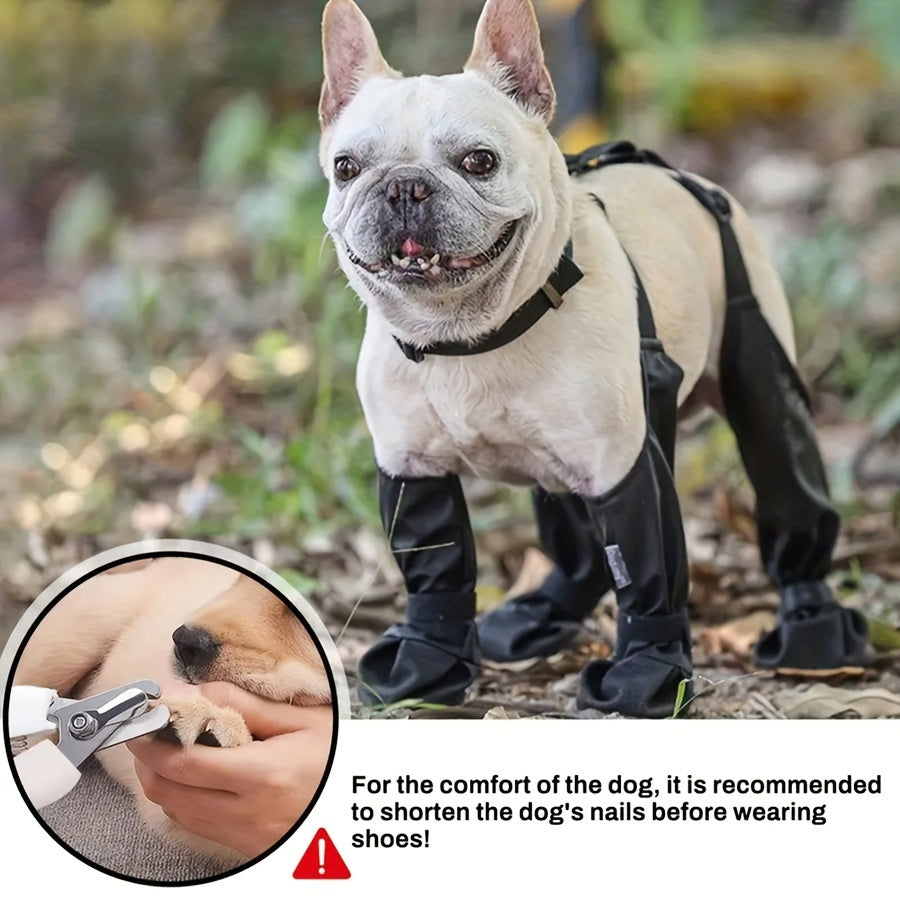 Waterproof Adjustable Dog Boots for All Breeds with Warm Lining and Reflective Safety