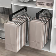 Metal Closet Organizer with Sliding Pants Rack Extendable Storage Drying Rack Hanging Rod Steel Ball Divider Space-Saving