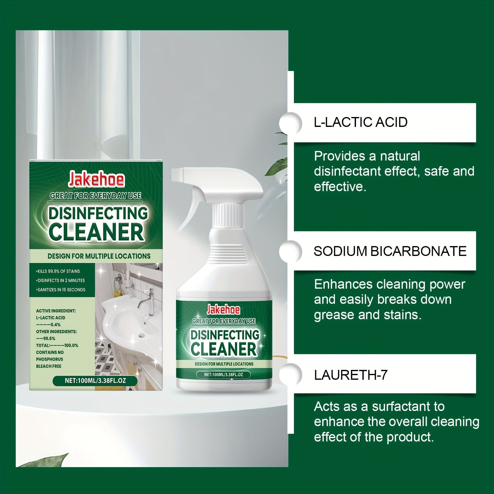 Multi-Purpose Disinfecting Cleaner 1L Liquid Stain Remover for Bathroom Kitchen