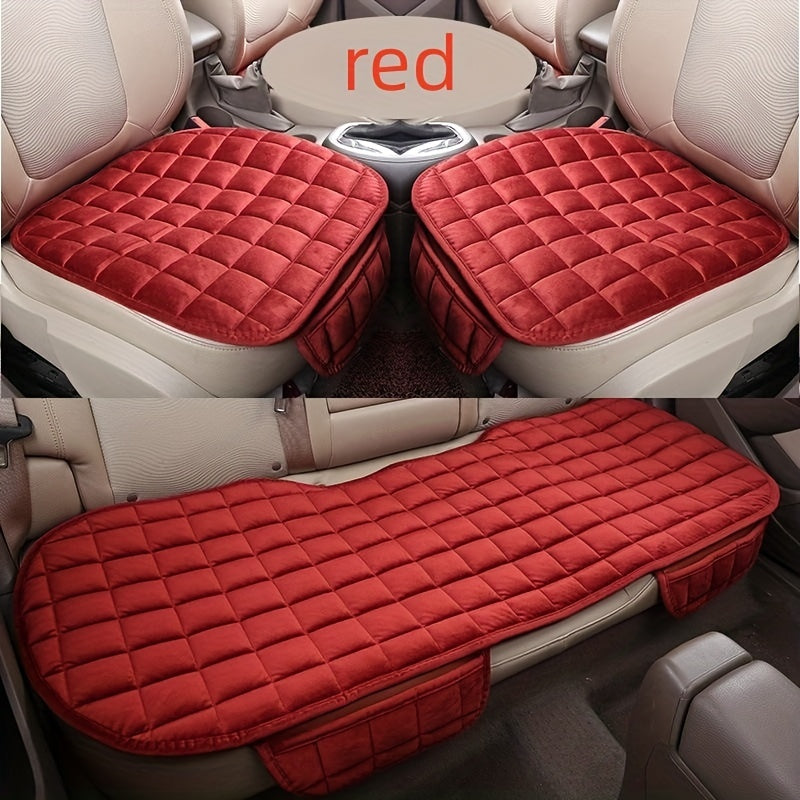 Universal Car Seat Cover Set Winter Thick Quilted Velvet Anti-slip
