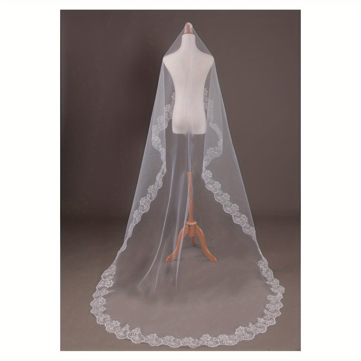 Bridal Veil with Lace Trim 1.5m/3m Single Layer Romantic Feminine