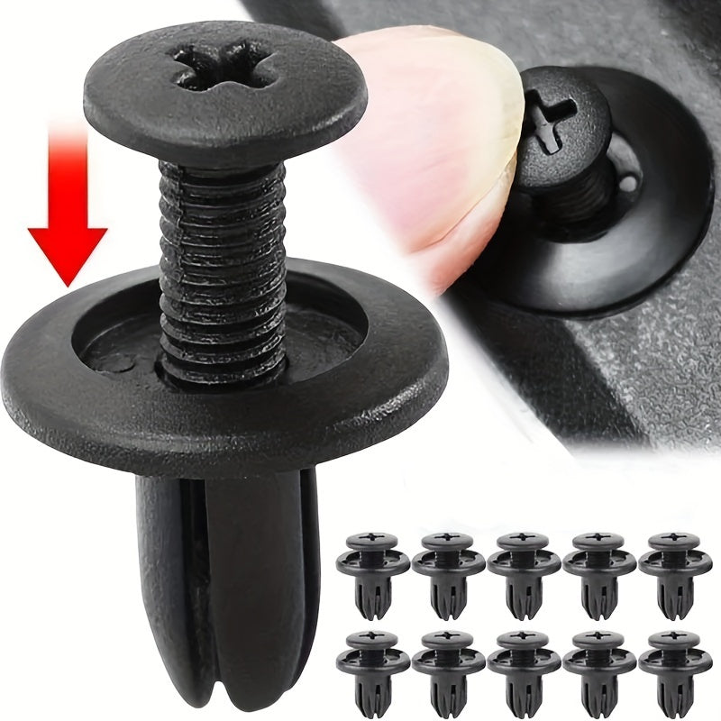 Paquete de 50 remaches de plástico negro para parachoques y guardabarros de coche 8mm