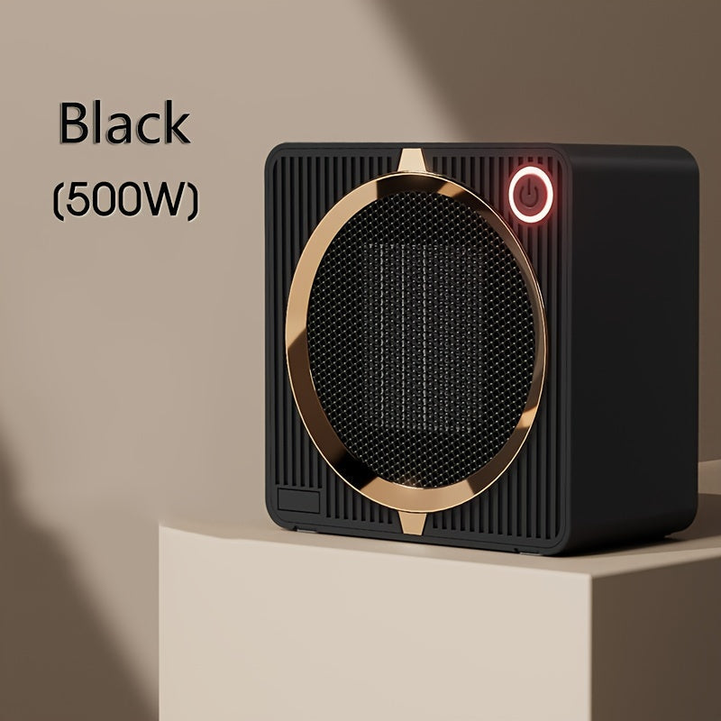 EcoHeat Portativ Keramika Isitgichi Termostat bilan, 500W Jim Joy Isitgichi Ofis va Uy uchun, Kvadrat Temir va ABS Qurilishi, Qizib Ketishdan Himoya, EU Plug, Tez va Jim Isitish - Oq/Qora