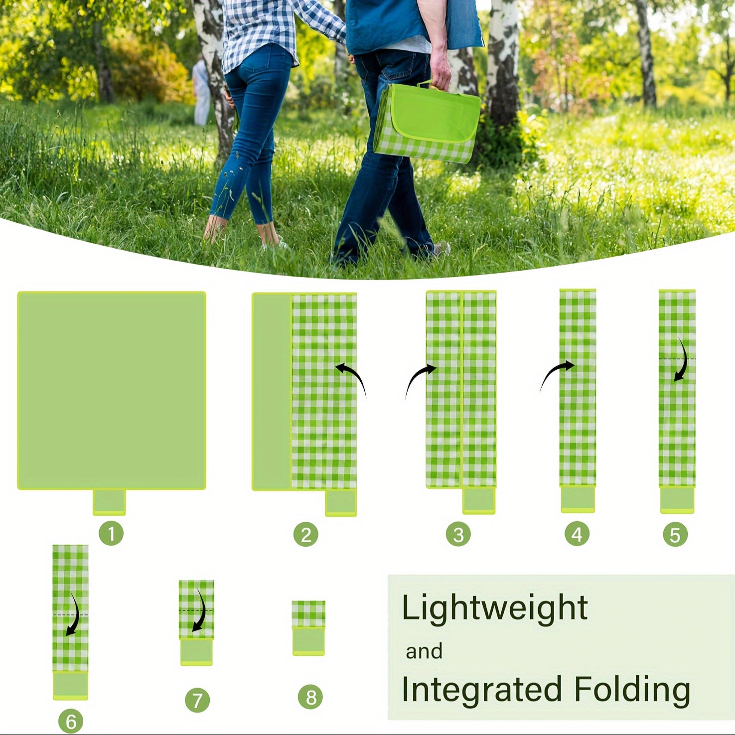 XL уличный пикниковый плед, защищенный от песка, водонепроницаемый, в клетчатом дизайне, портативный для мужчин и женщин. Отлично подходит для барбекю, парка и активного отдыха на траве. Размер: 198,12 см x 149,86 см (78" x 78").