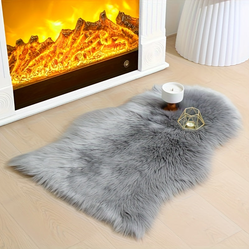 Alfombra de felpa similar a la lana de gamuza para área, 1 pieza, decoración de dormitorio interior, lavable a máquina