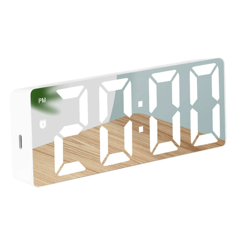 Modern LED Digital Clock with Temperature Display Adjustable Brightness Alarm Battery-Powered Black Desk Clock