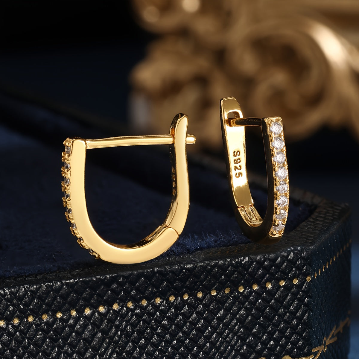 Sterling Silver Hoop Earrings with Zirconia Stones for Women